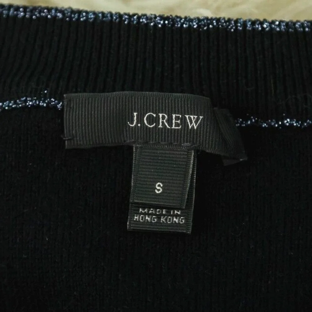 J. Crew Size Small S Sparkle Metallic Blue Crew Long Sleeve Split Vent Sweater